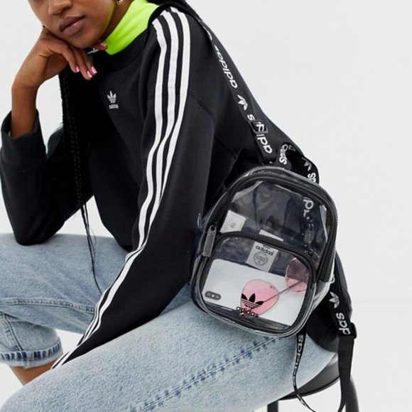 Adidas Transparent Mini Trefoil Backpack Black - Picture 6 of 16